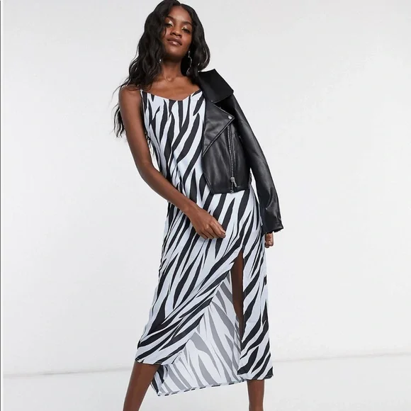 ASOS | Dresses | Another Reason Maxi Slip Dress With Slit Tiger Print Size  2 | Poshmark